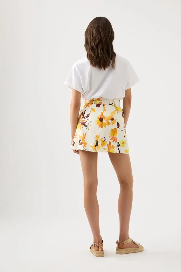 Aje Valerie Utility Mini Skirt Pressed Sunflowers Women Skirts
