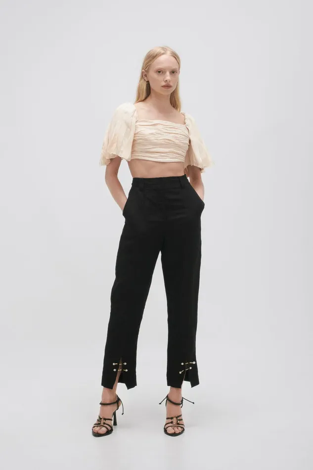 Aje Zita Split Front Tapered Pant Black Women Pants