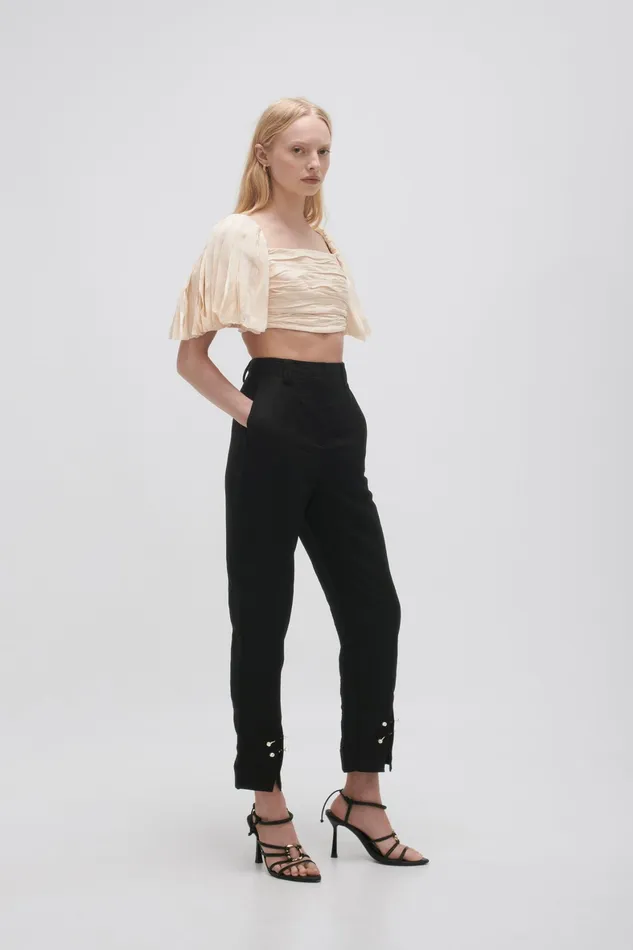 Aje Zita Split Front Tapered Pant Black Women Pants