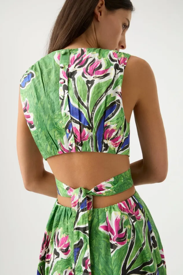 Aje Zorina Tie Midi Dress Native Gumnut Floral Women Dresses