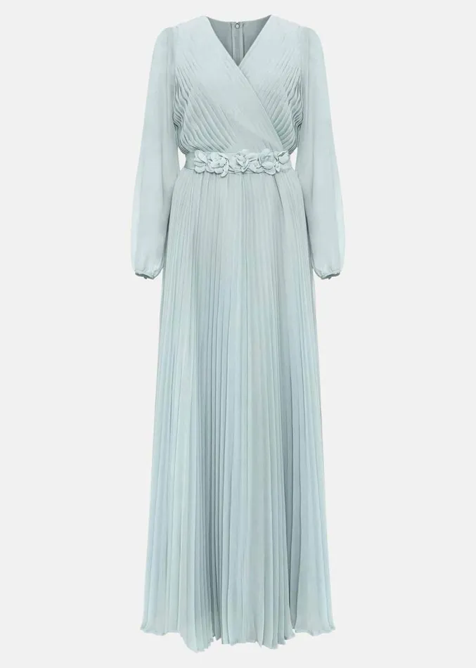 Alecia Pleat Maxi Dress Pale Blue Women Phase Eight Dresses
