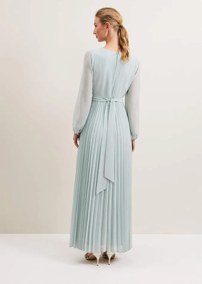 Alecia Pleat Maxi Dress Pale Blue Women Phase Eight Dresses
