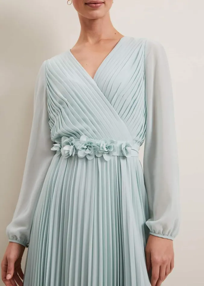Alecia Pleat Maxi Dress Pale Blue Women Phase Eight Dresses