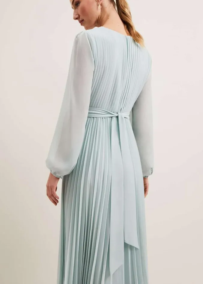 Alecia Pleat Maxi Dress Pale Blue Women Phase Eight Dresses
