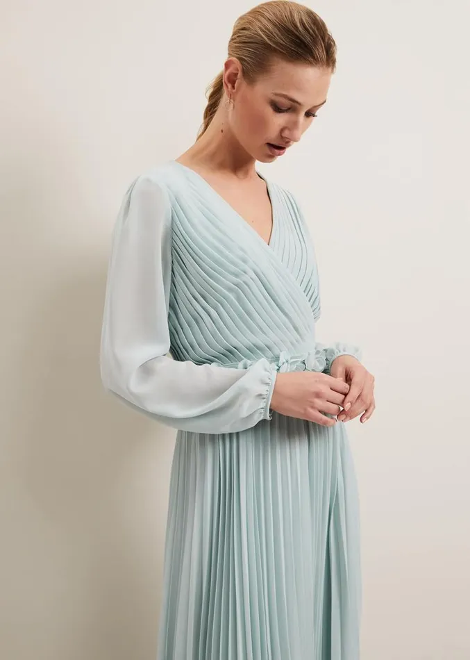 Alecia Pleat Maxi Dress Pale Blue Women Phase Eight Dresses