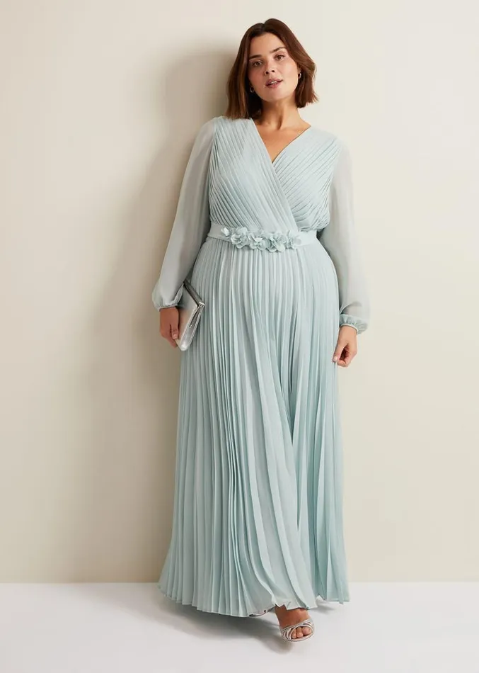 Alecia Pleat Maxi Dress Pale Blue Women Phase Eight Dresses
