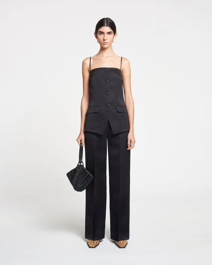 Alessa Tailored TechSatin Vest Black Women Nanushka Tops
