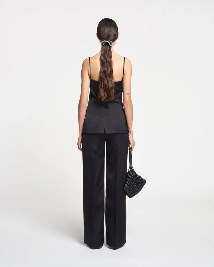 Alessa Tailored TechSatin Vest Black Women Nanushka Tops