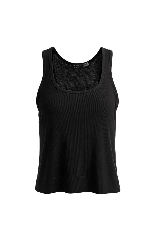 Alice Olivia Avril Boxy Tank Black Women Tops