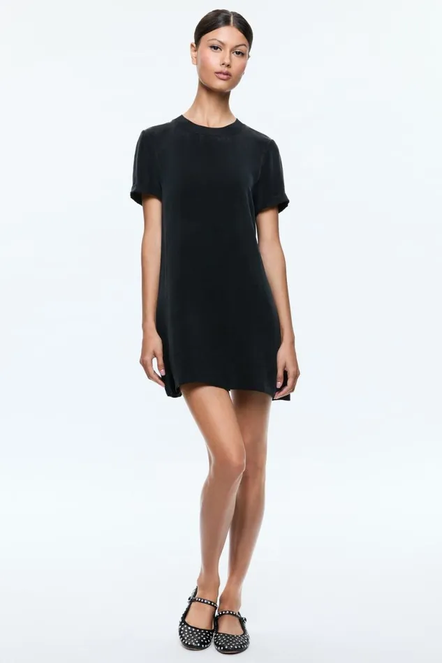 Alice Olivia Braden Tee Shirt Dress Black Women Dresses