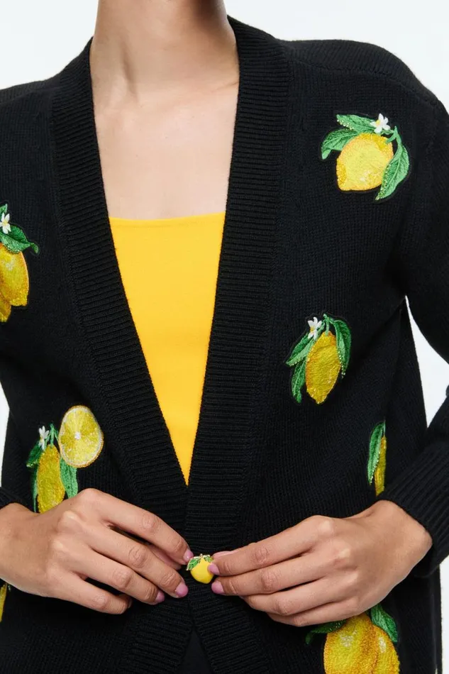 Alice Olivia Bradford Cardigan Lemon Tree Women Sweaters