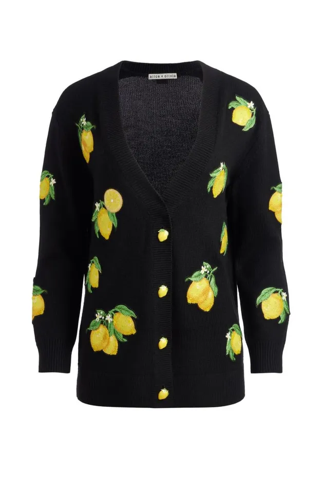 Alice Olivia Bradford Cardigan Lemon Tree Women Sweaters