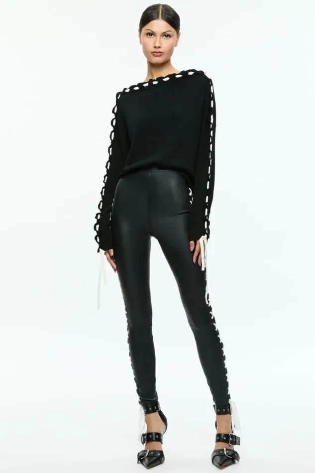 Alice Olivia Calandra Pullover Blackecru Women Sweaters
