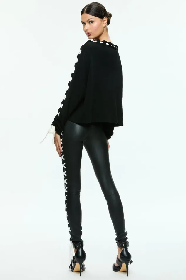 Alice Olivia Calandra Pullover Blackecru Women Sweaters