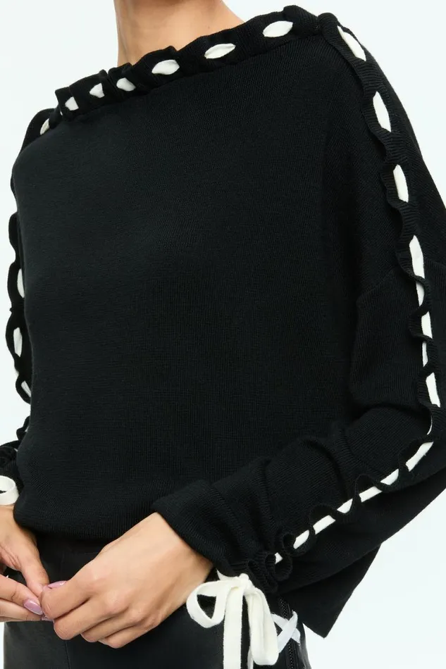 Alice Olivia Calandra Pullover Blackecru Women Sweaters