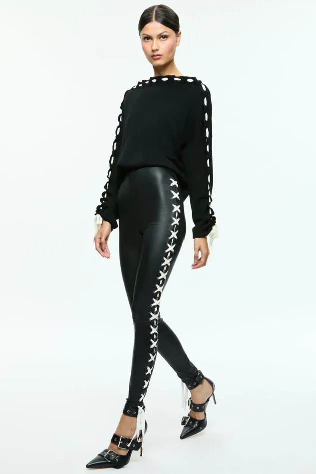 Alice Olivia Calandra Pullover Blackecru Women Sweaters