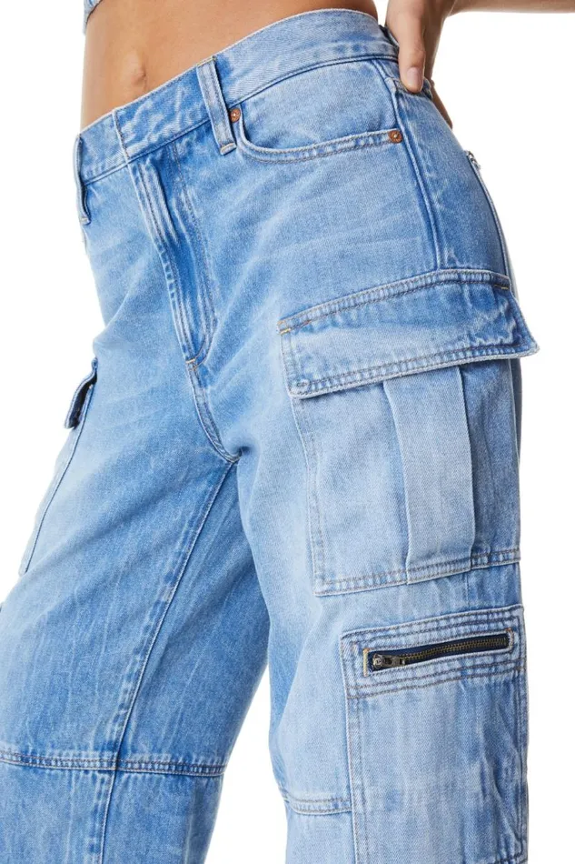 Alice Olivia Cay Cargo Jean Brea Blue Women Pants