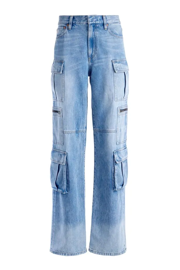 Alice Olivia Cay Cargo Jean Brea Blue Women Pants