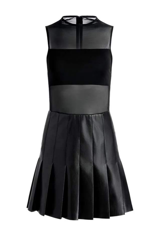 Alice Olivia Chara Vegan Mini Dress Black Women Dresses