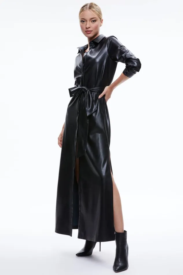 Alice Olivia Chassidy Vegan Dress Black Women Dresses