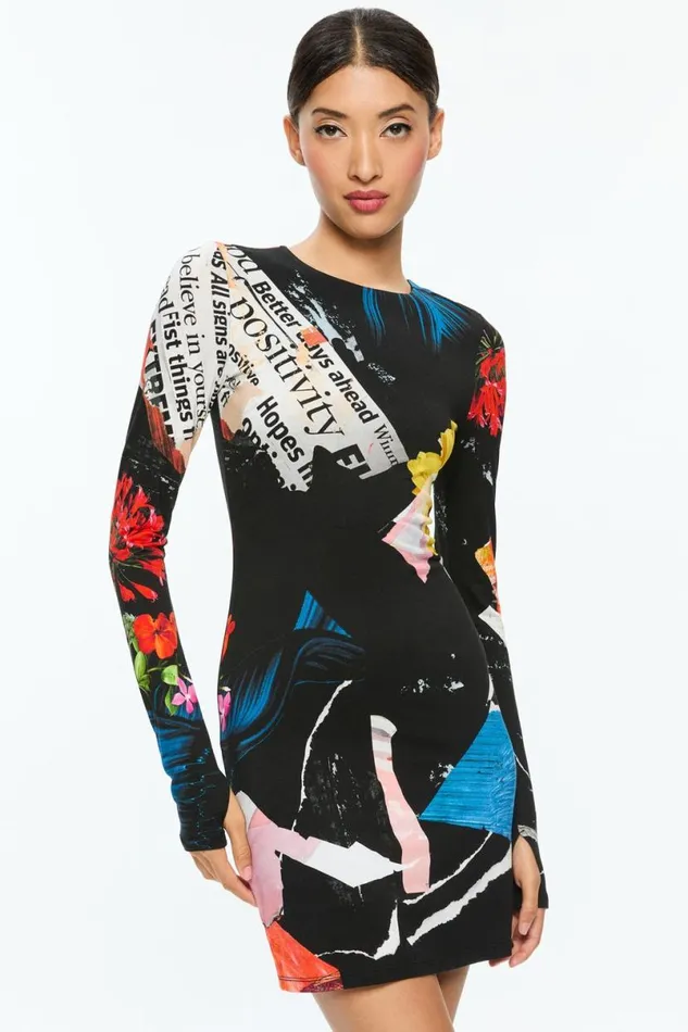 Alice Olivia Delora Mini Dress Azalea Floral Women Dresses