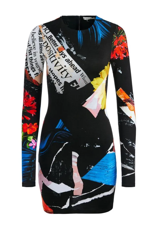 Alice Olivia Delora Mini Dress Azalea Floral Women Dresses