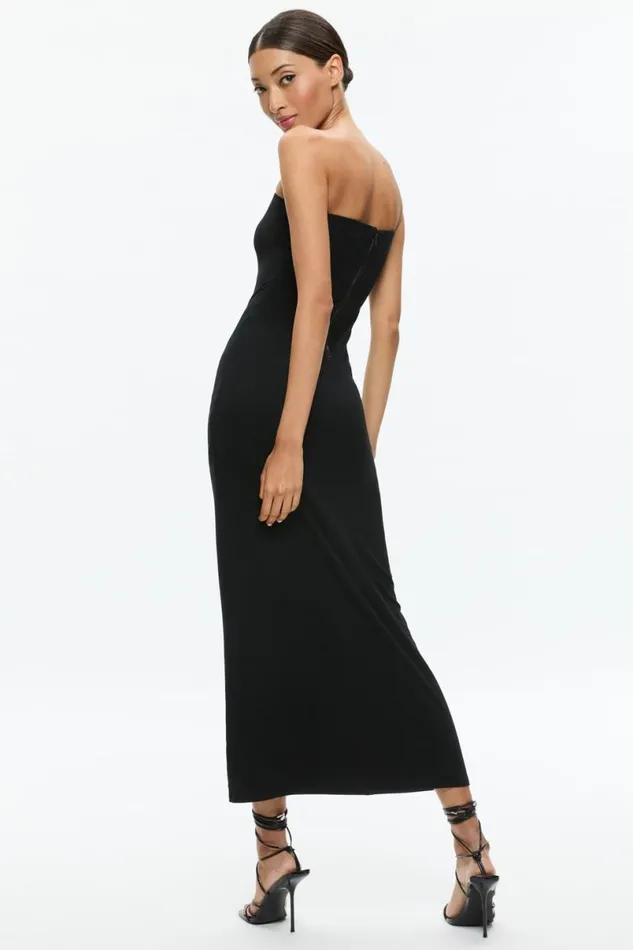 Alice Olivia Delora Strapless Maxi Dress Black Women Dresses