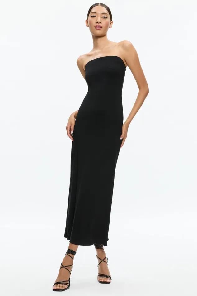 Alice Olivia Delora Strapless Maxi Dress Black Women Dresses