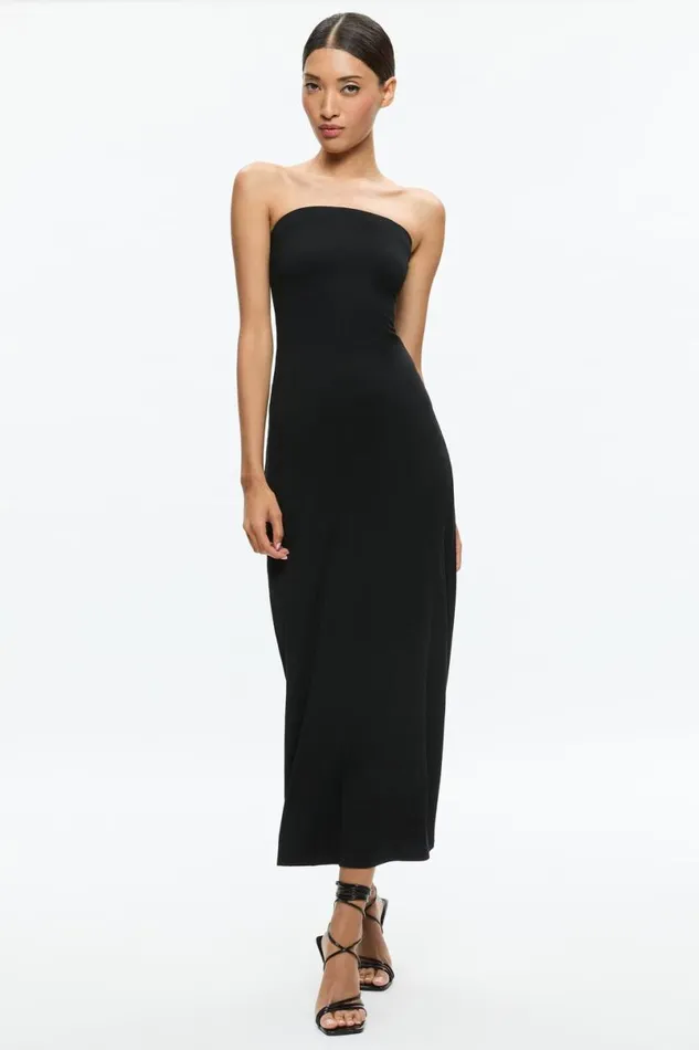 Alice Olivia Delora Strapless Maxi Dress Black Women Dresses