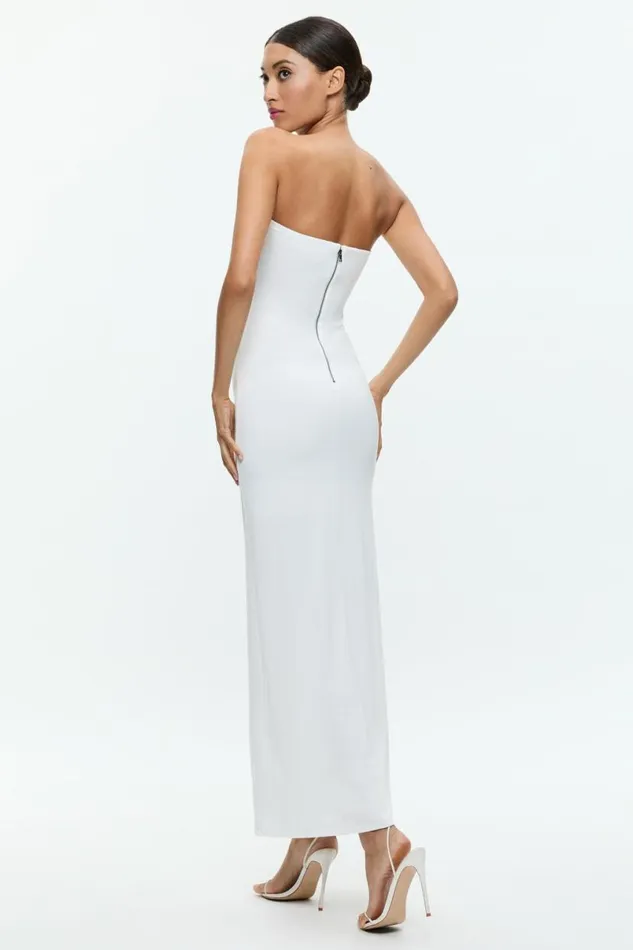 Alice Olivia Delora Strapless Maxi Dress Off White Women Dresses