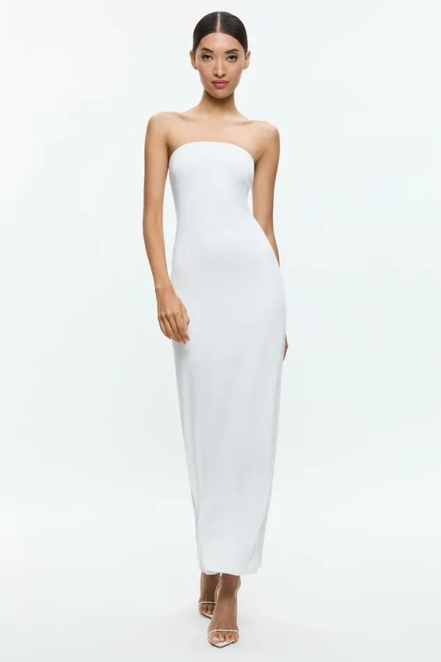 Alice Olivia Delora Strapless Maxi Dress Off White Women Dresses