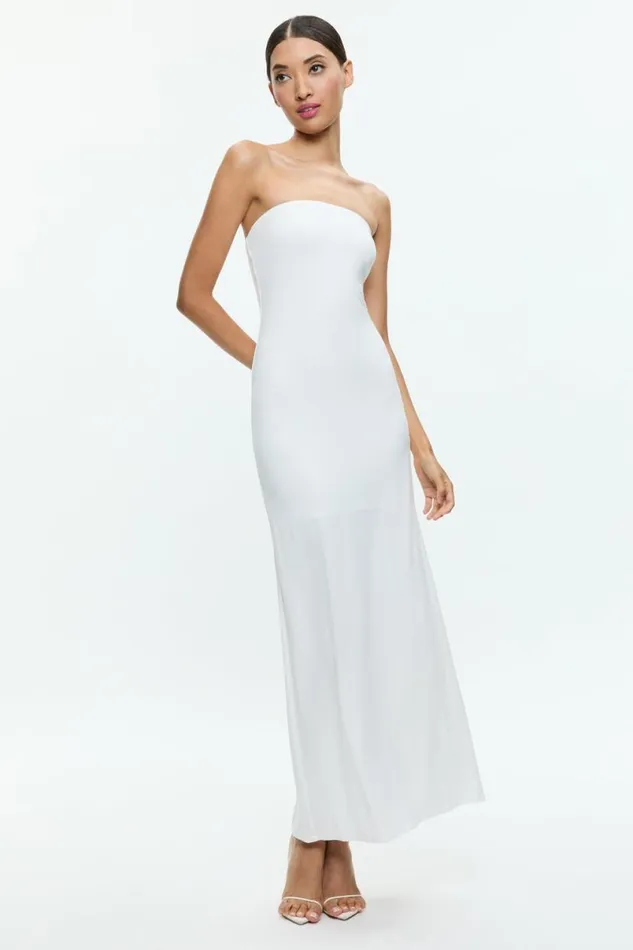 Alice Olivia Delora Strapless Maxi Dress Off White Women Dresses