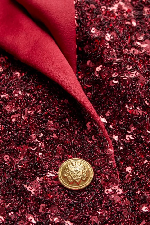Alice Olivia Devyn Sequin Blazer Garnet Women Outerwear