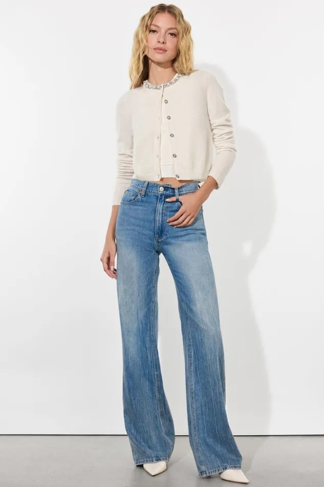 Alice Olivia Dollie Cardigan Ecru Women Sweaters