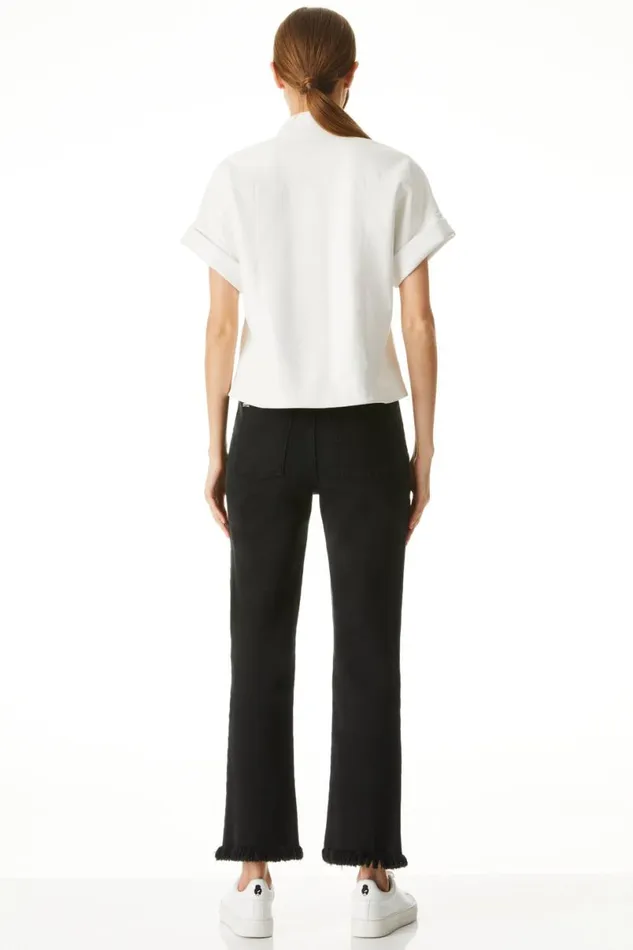 Alice Olivia Edyth Vegan Top Off White Women Tops