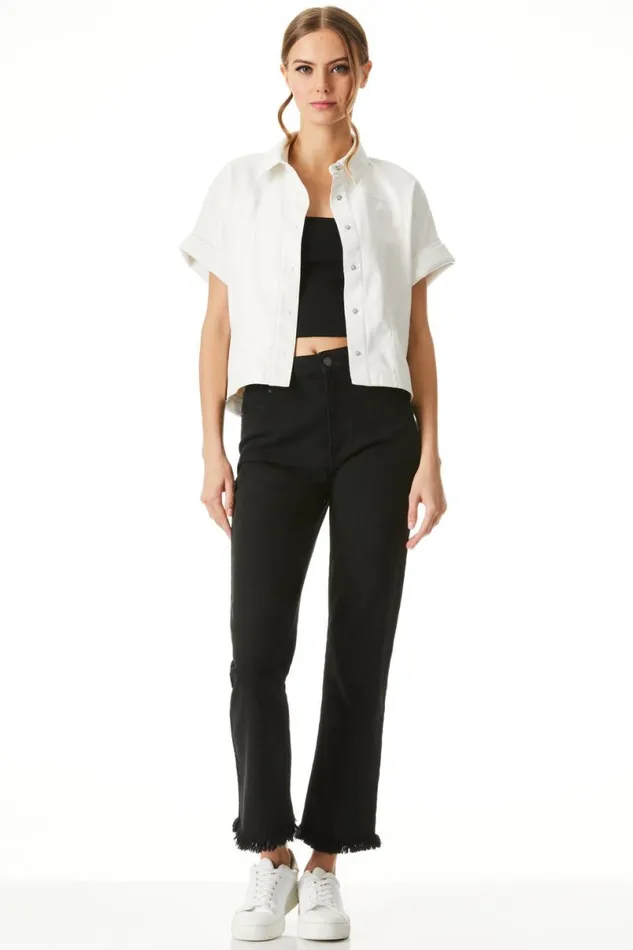 Alice Olivia Edyth Vegan Top Off White Women Tops