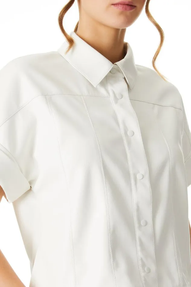 Alice Olivia Edyth Vegan Top Off White Women Tops