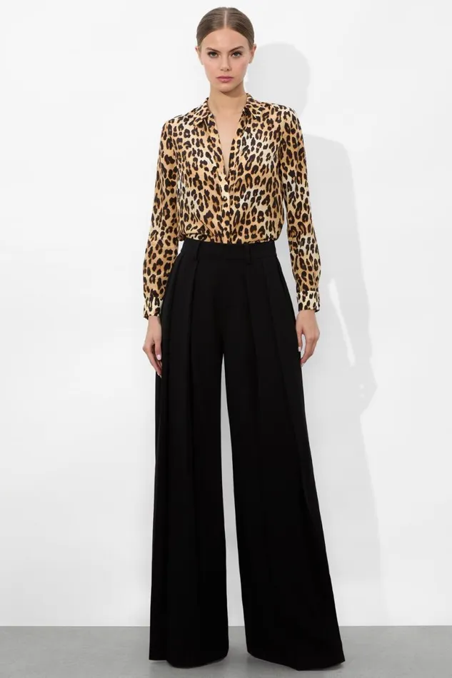 Alice Olivia Eloise Button Down Spotted Leopard Multi Women Tops
