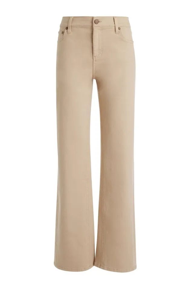 Alice Olivia Ernie Low Rise Buckle Back Jean Almond Women Pants