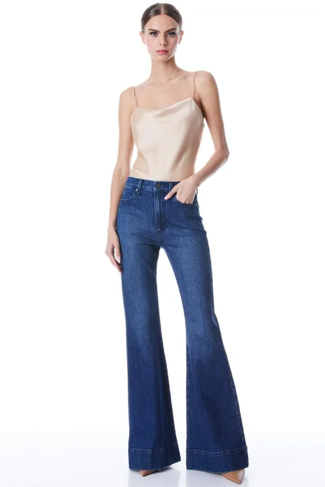 Alice Olivia Harmon Slip Tank Almond Women Tops