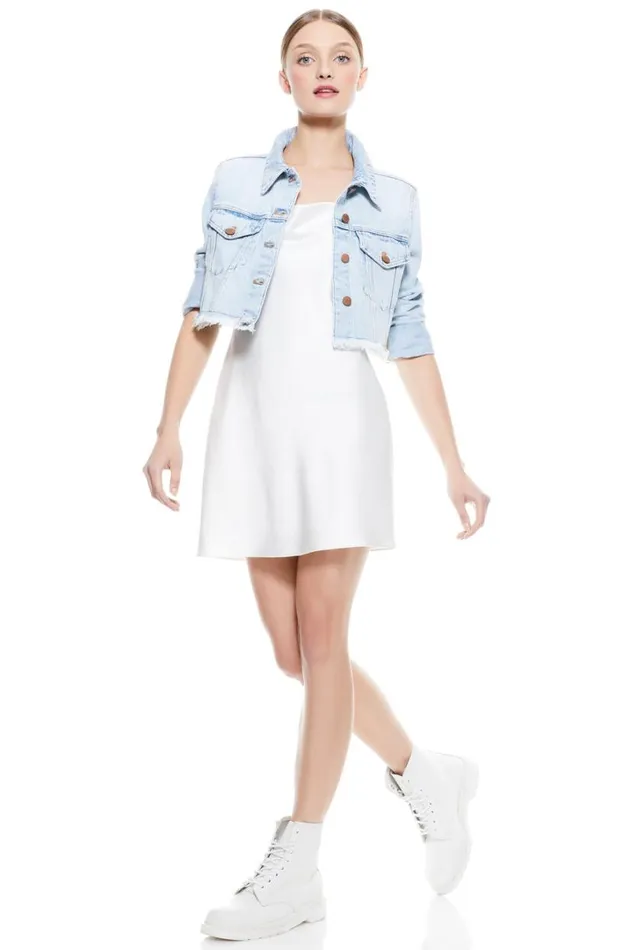 Alice Olivia Harmony Mini Slip Dress Off White Women Dresses