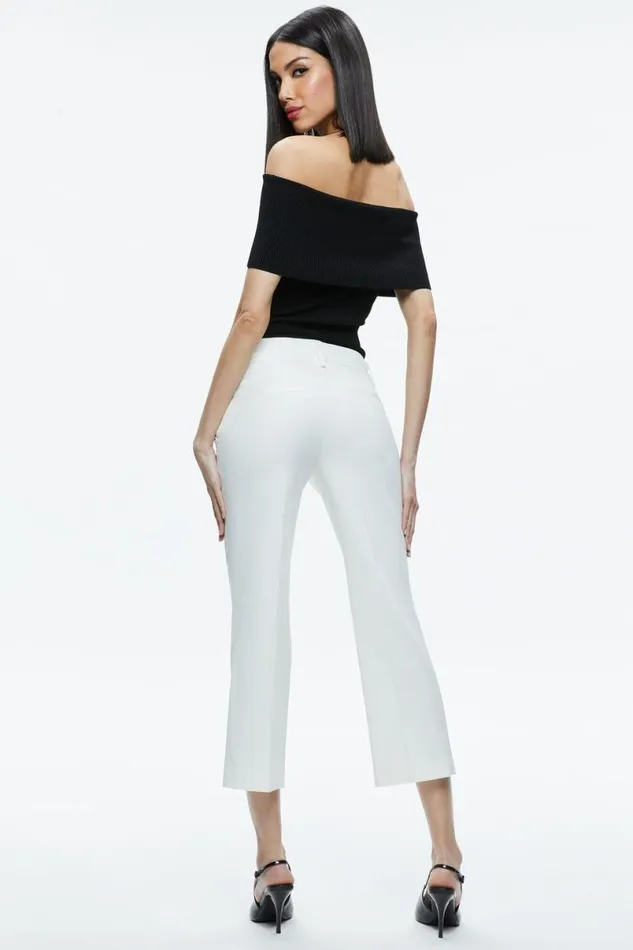 Alice Olivia Janis Low Rise Cropped Flare Pant Off White Women Pants