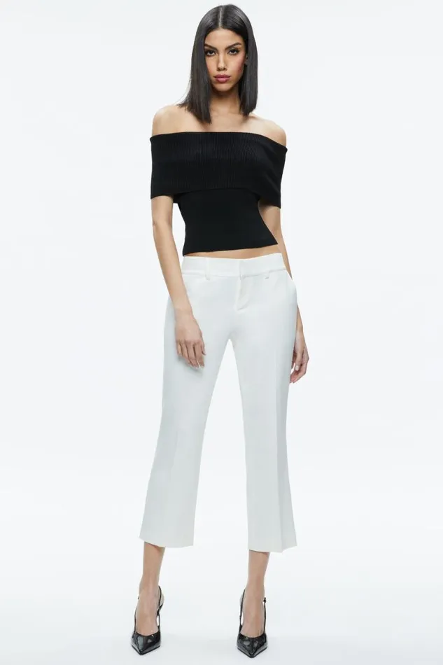 Alice Olivia Janis Low Rise Cropped Flare Pant Off White Women Pants