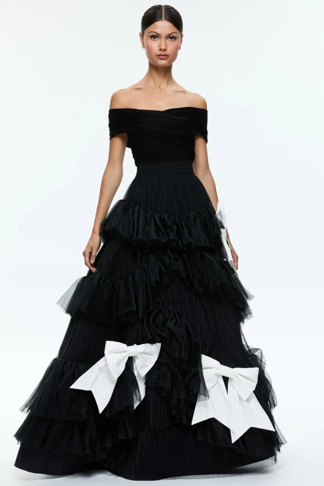 Alice Olivia Jessica Ballgown Skirt Blackoff White Women Skirts