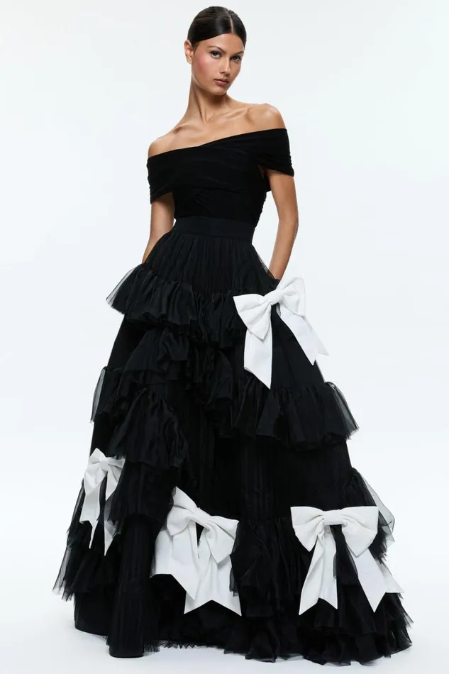 Alice Olivia Jessica Ballgown Skirt Blackoff White Women Skirts