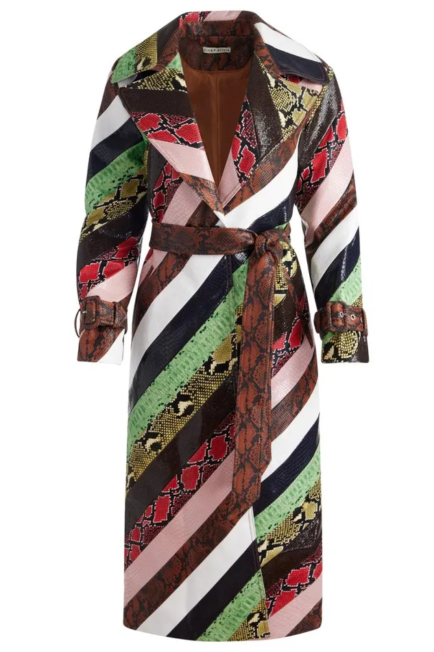 Alice Olivia Keith Vegan Midi Trench Multi Women Outerwear
