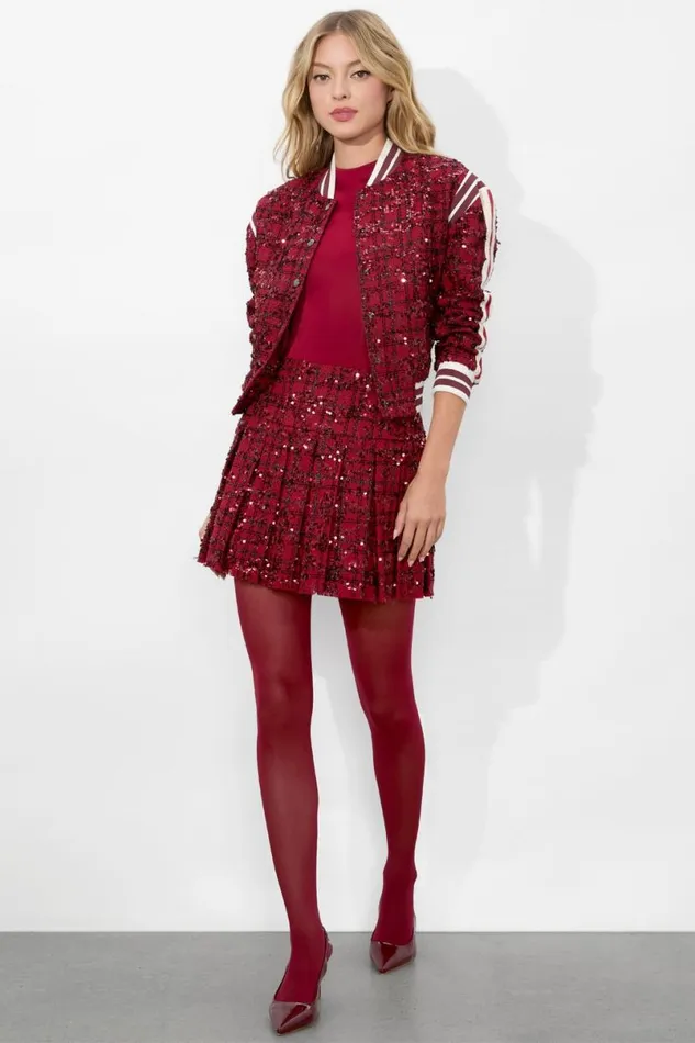 Alice Olivia Keri Varsity Jacket Garnet Women Outerwear