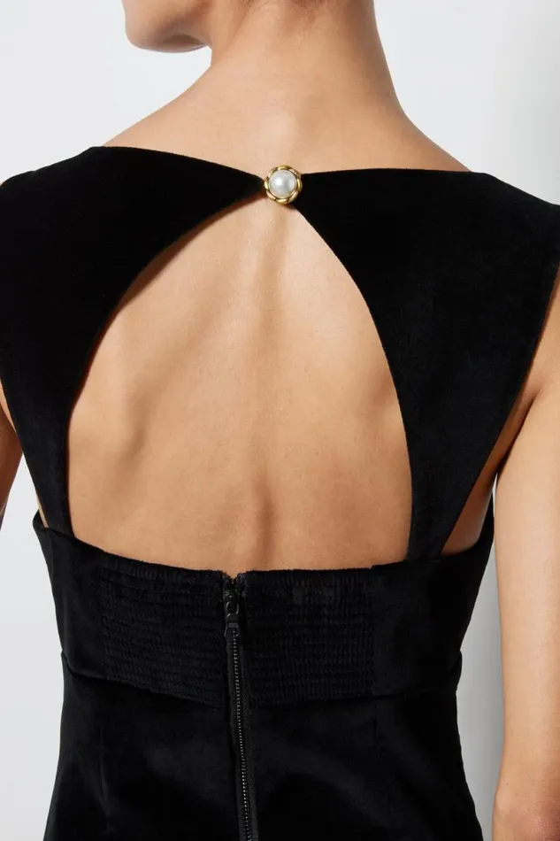 Alice Olivia Keria Velvet Mini Dress Black Women Dresses