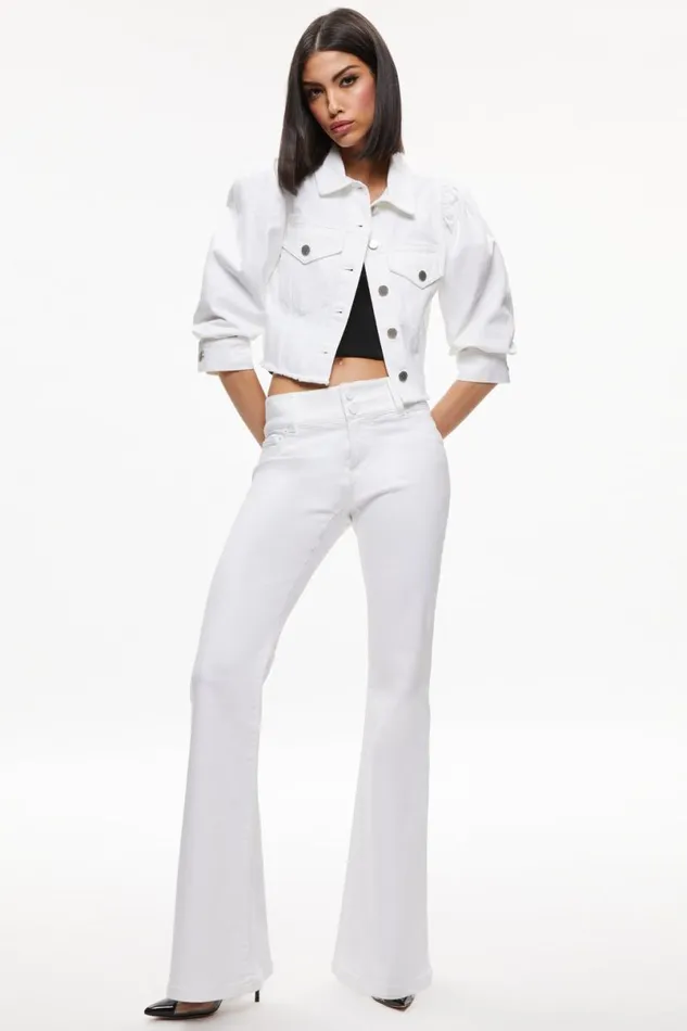 Alice Olivia Lana Denim Jacket White Women Outerwear
