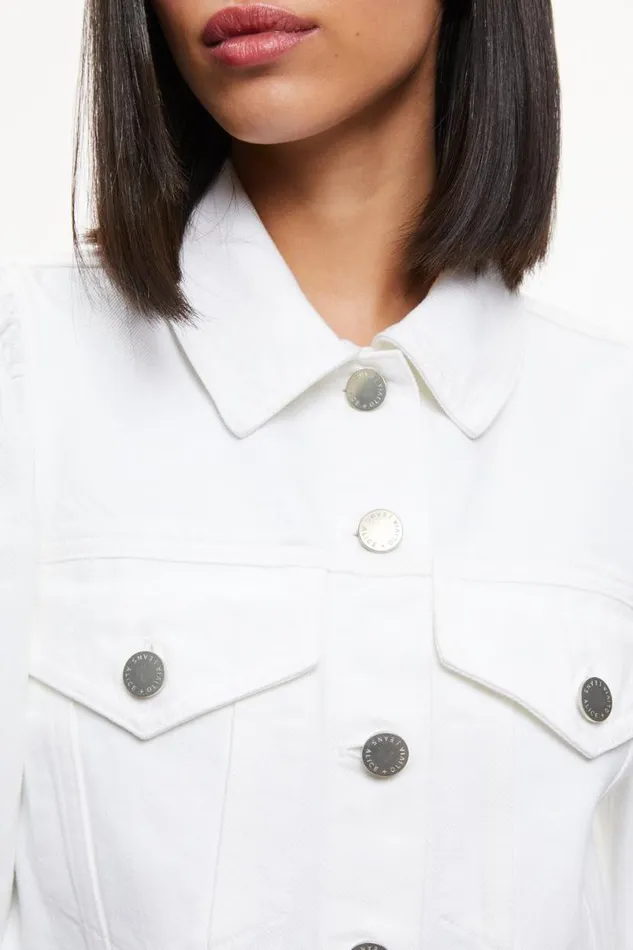 Alice Olivia Lana Denim Jacket White Women Outerwear